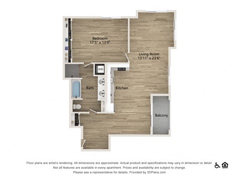 one bedroom one bath 1228 SF